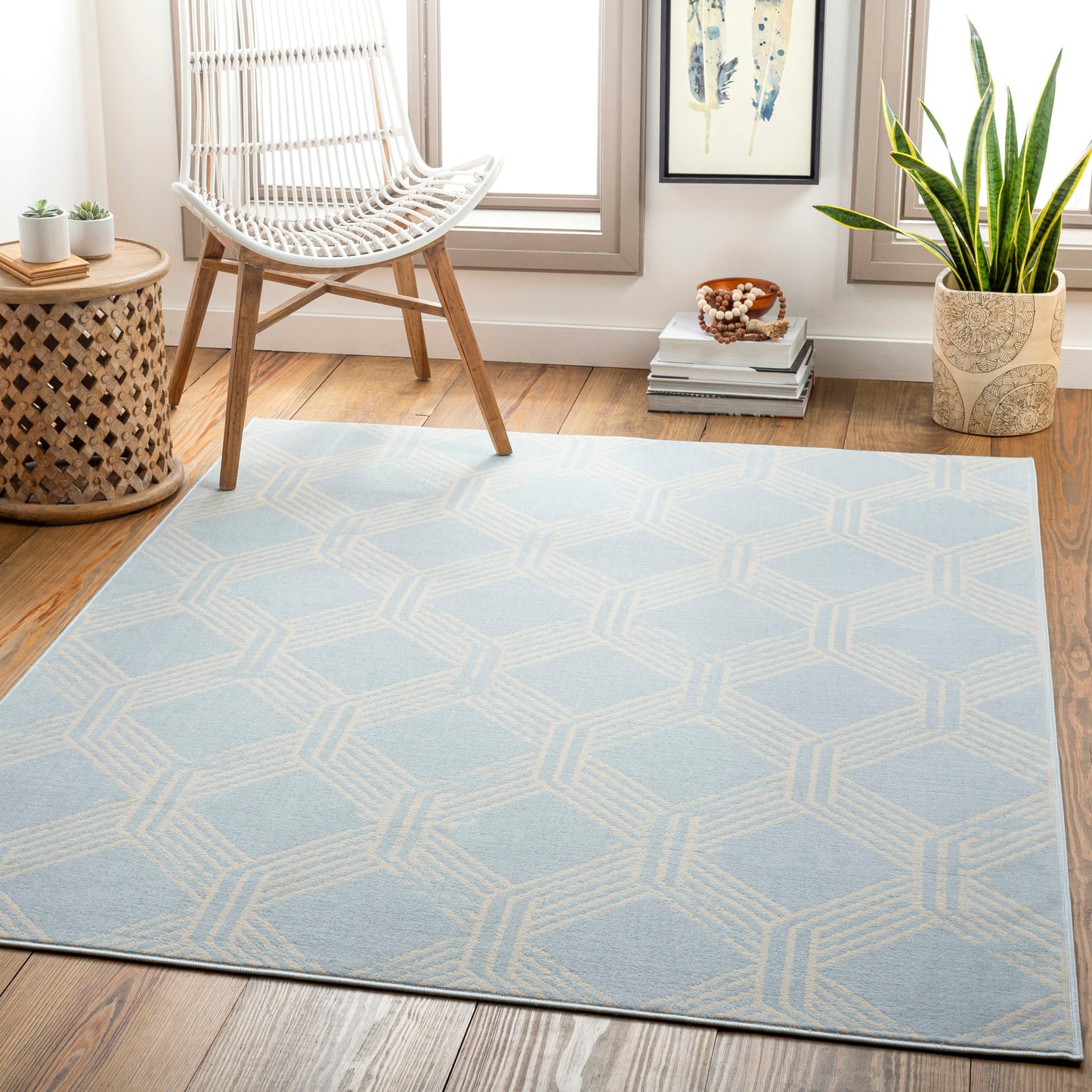 Surya Ustad Ust-2322 Ice Blue Rug 5'3" X 7'3"