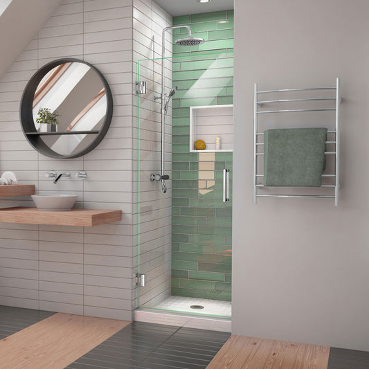 Unidoor-LS 23 in. W x 72 in. H Frameless Hinged Shower Door in Chrome