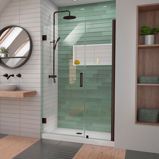 Unidoor-LS 44-45 in. W x 72 in. H Frameless Hinged Shower Door in Oil Rubbed Bronze