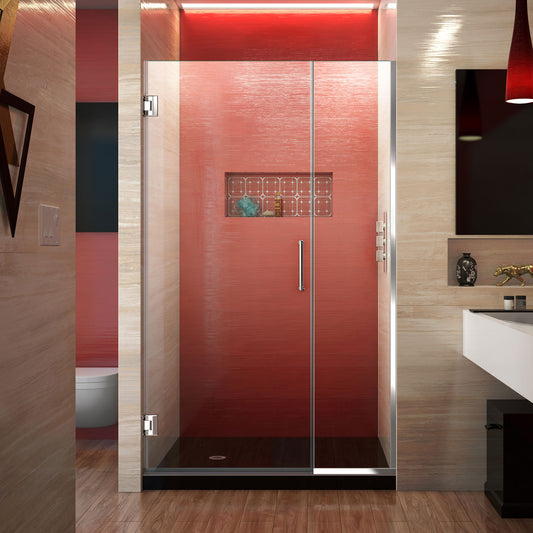 Unidoor Plus 37-37 1/2 in. W x 72 in. H Frameless Hinged Shower Door in Chrome
