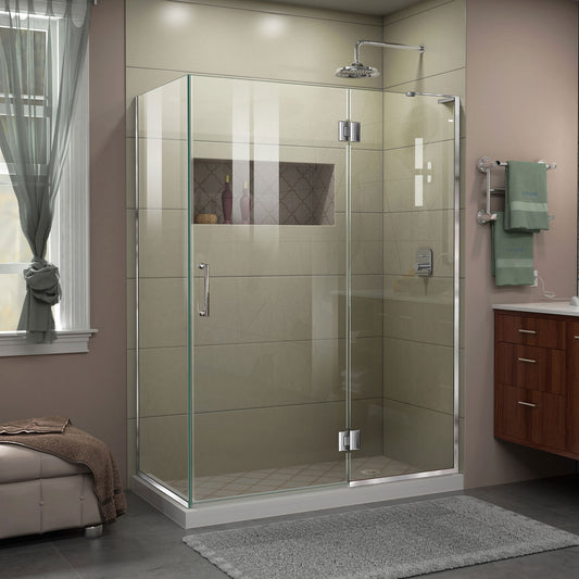 Unidoor-X 48 3/8 in. W x 34 in. D x 72 in. H Frameless Hinged Shower Enclosure in Chrome