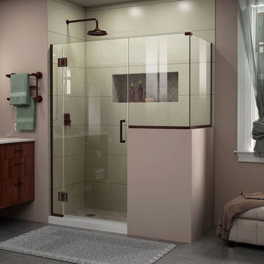 Unidoor-X 60 in. W x 30 3/8 in. D x 72 in. H Frameless Hinged Shower Enclosure in Oil Rubbed Bronze