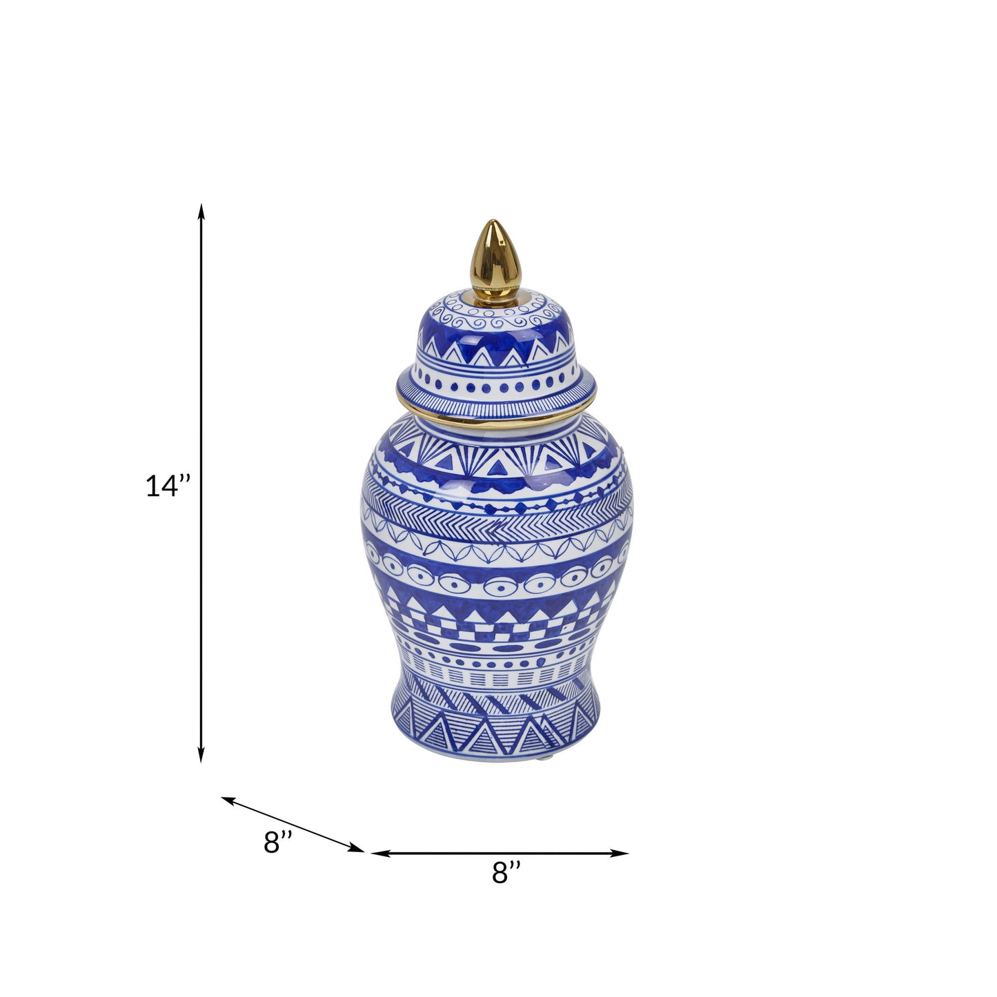 14" White/blue Temple Jar