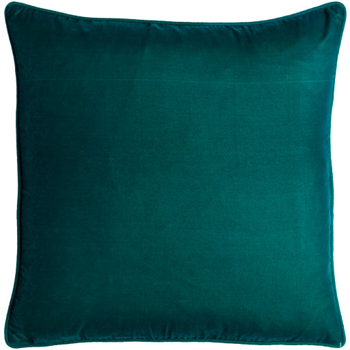 Surya Velvet Glam Deep Teal Pillow Shell With Down Insert 18"H X 18"W