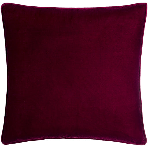 Surya Velvet Glam Burgundy Pillow Shell With Down Insert 18"H X 18"W