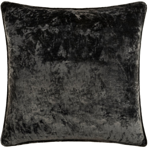 Surya Velvet Mood Charcoal Pillow Shell With Down Insert 18"H X 18"W