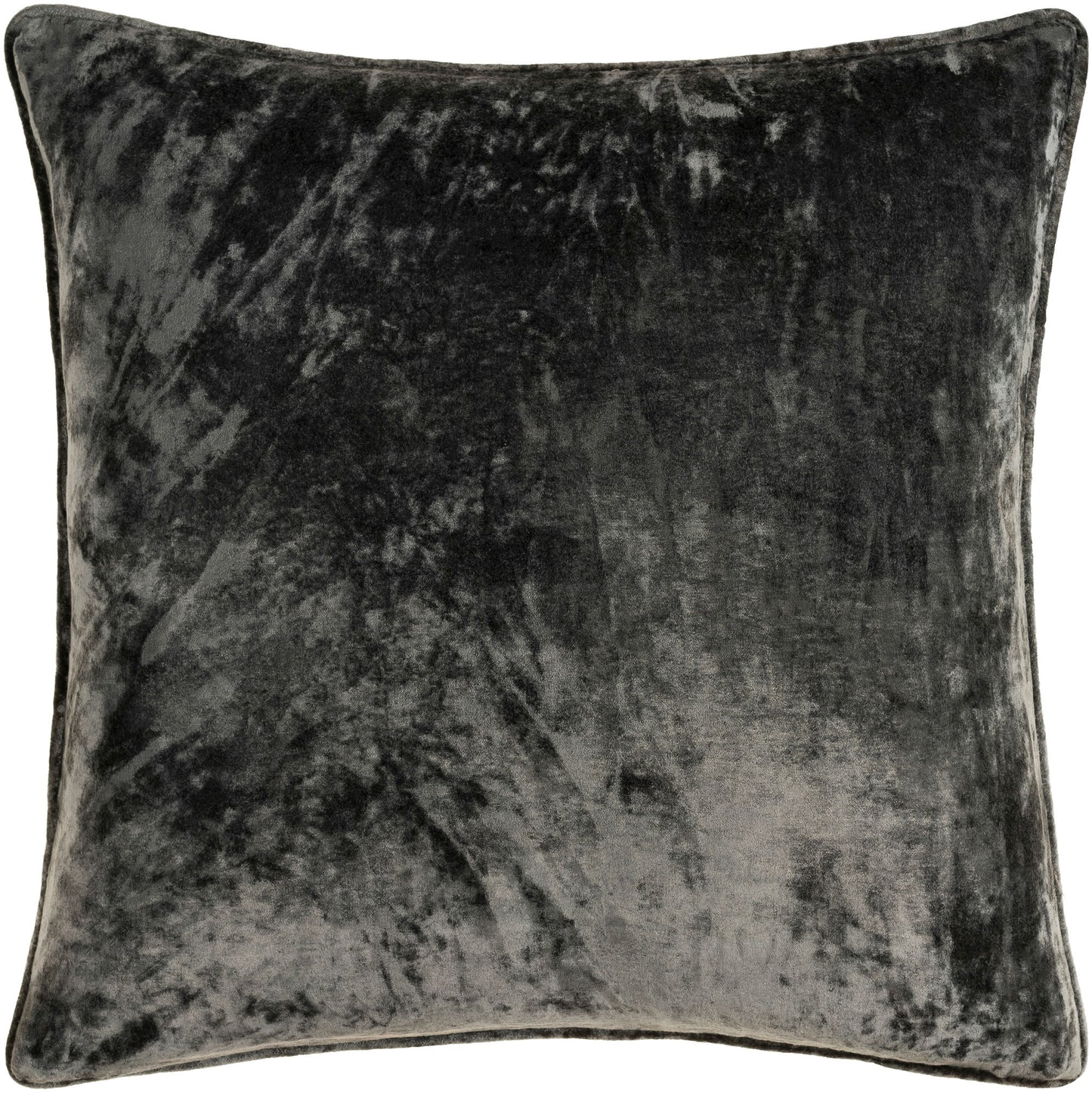 Surya Velvet Mood Charcoal Pillow Shell With Down Insert 18"H X 18"W