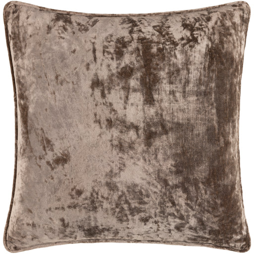 Surya Velvet Mood Taupe Pillow Shell With Down Insert 20"H X 20"W