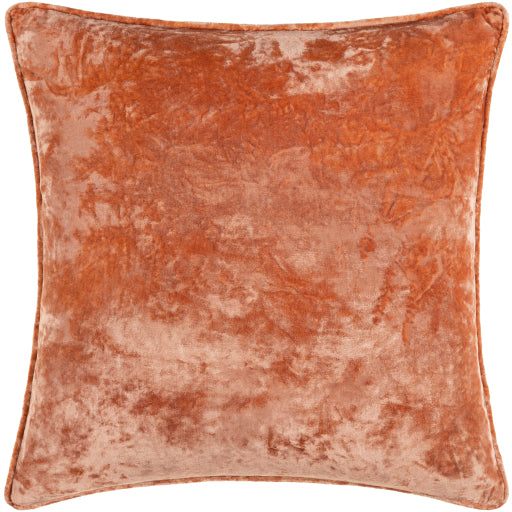 Surya Velvet Mood Dusty Coral Pillow Shell With Down Insert 18"H X 18"W