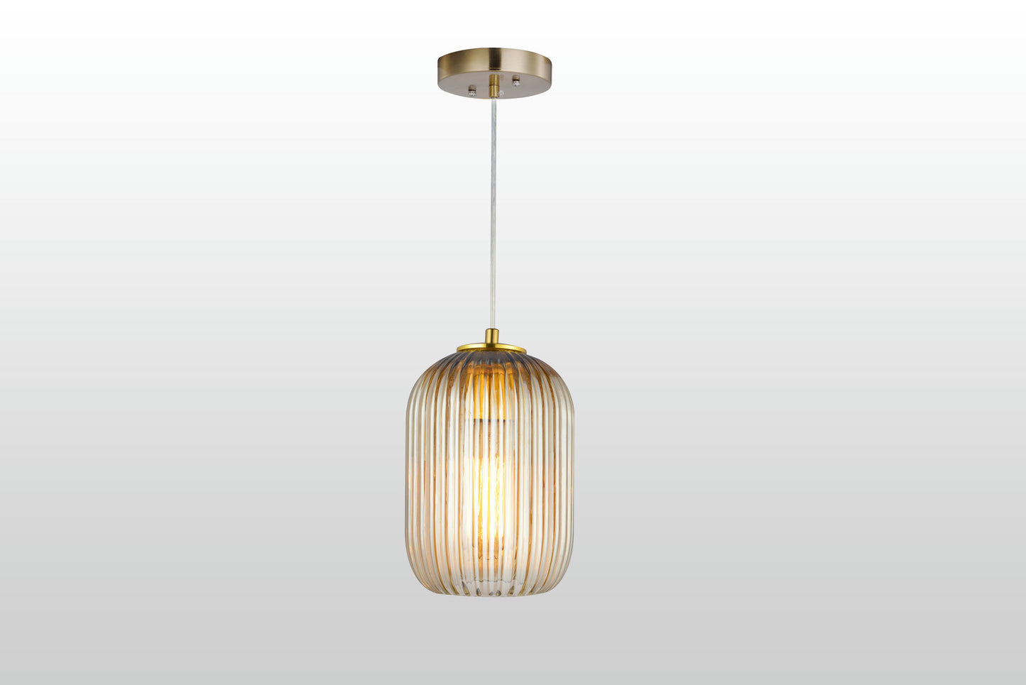 Carro Home Circulus Little Amber Ribbed Glass Mini Pendant Light