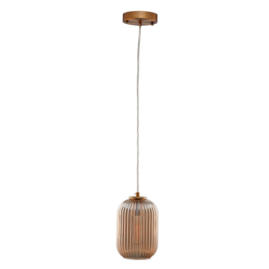 Carro Home Circulus Little Amber Ribbed Glass Mini Pendant Light