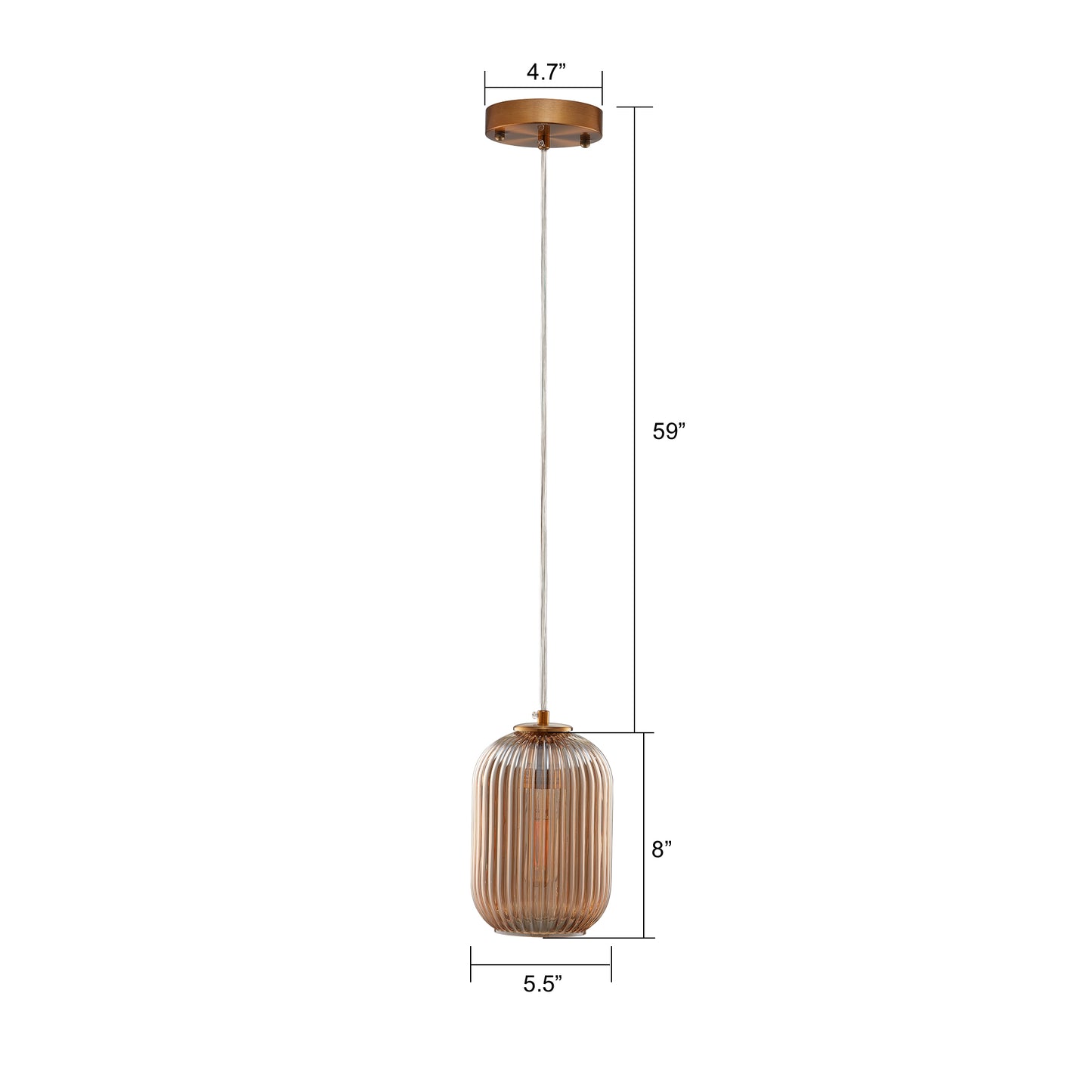 Carro Home Circulus Little Amber Ribbed Glass Mini Pendant Light