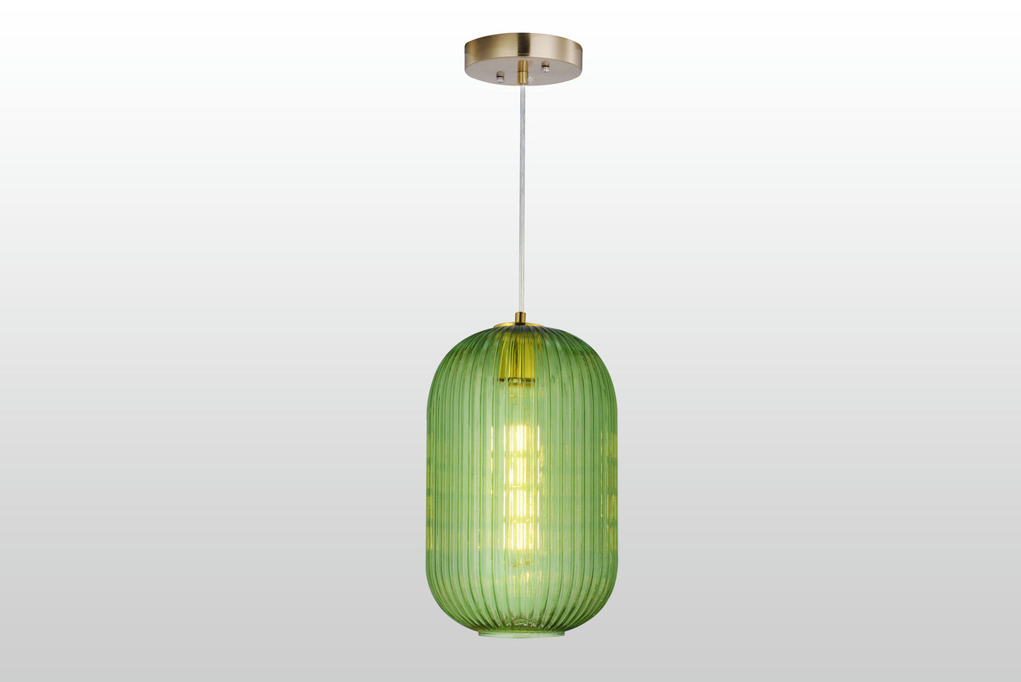 Carro Home Circulus Light Green Ribbed Glass Pendant Light