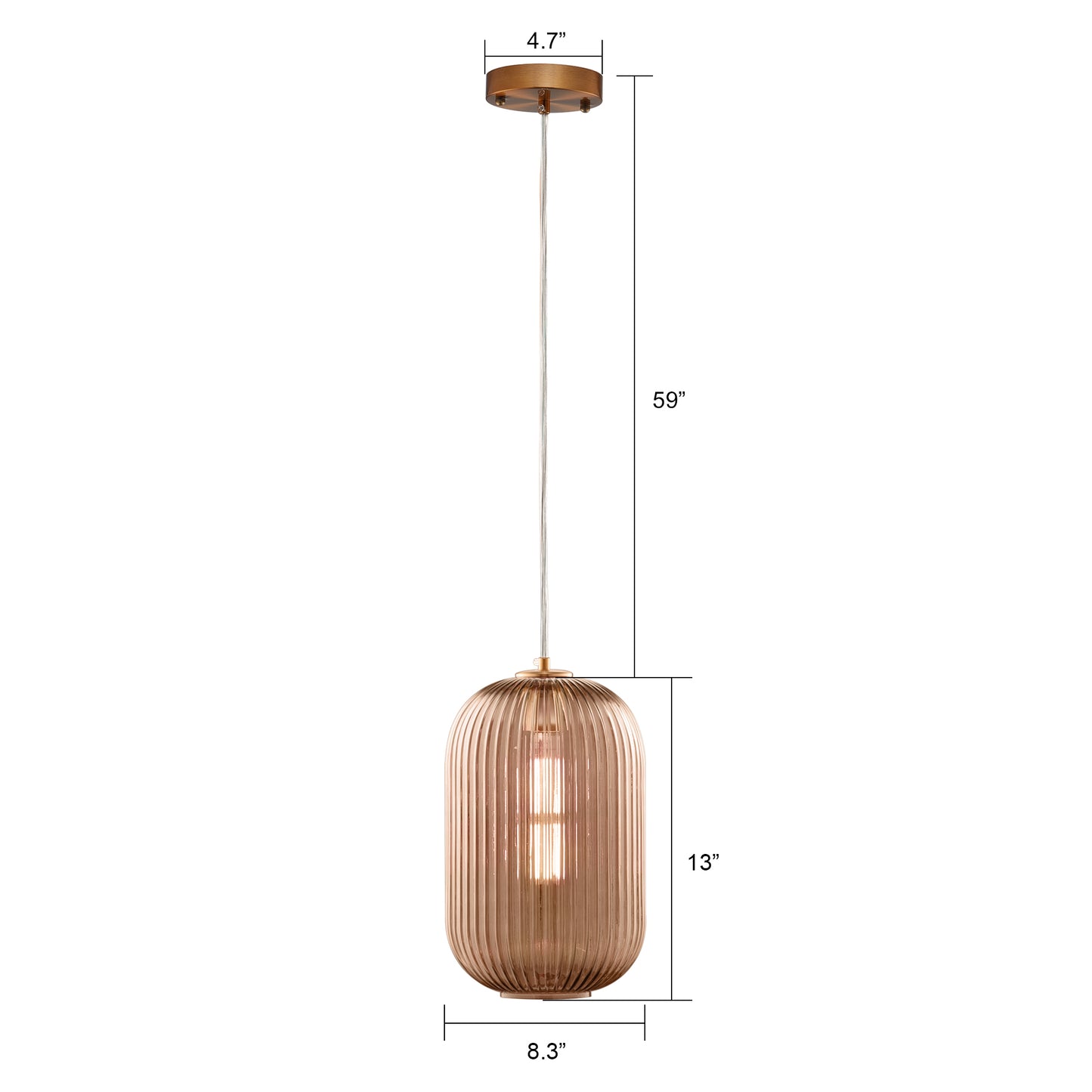 Carro Home Circulus Champagne Ribbed Glass Pendant Light