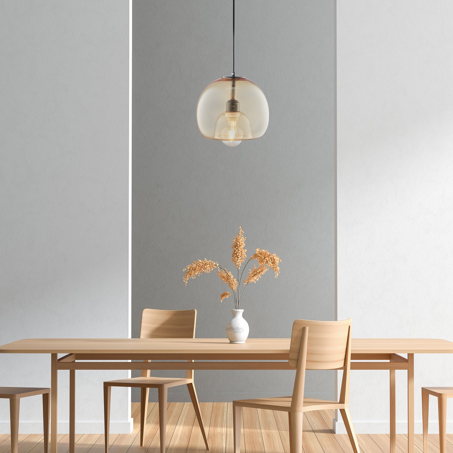Carro Home Karina Glass Globe Pendant Light â€“ Amber
