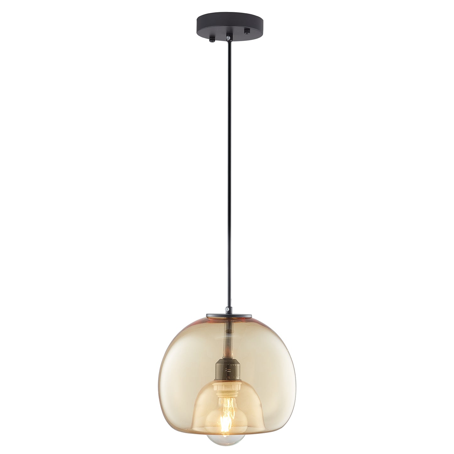 Carro Home Karina Glass Globe Pendant Light â€“ Amber