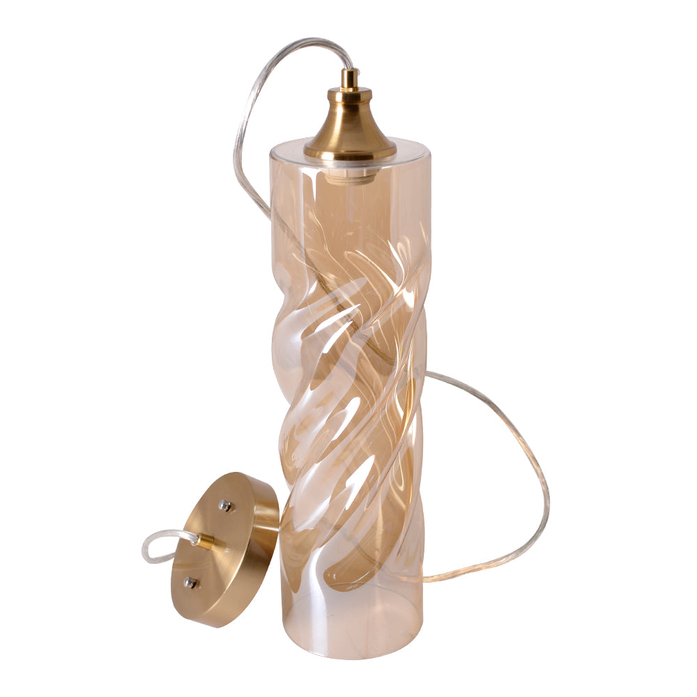 Gemeaux Cylinder Ombre Glass Indoor & Outdoor Pendant Light - Light Amber
