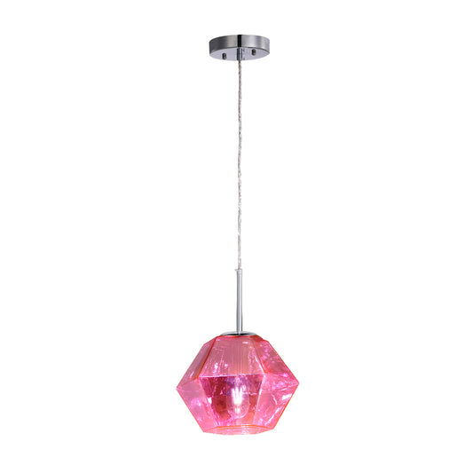 Carro Home Pegase Jewel Tone Glass Pendant Light â€“ Pink Tourmaline