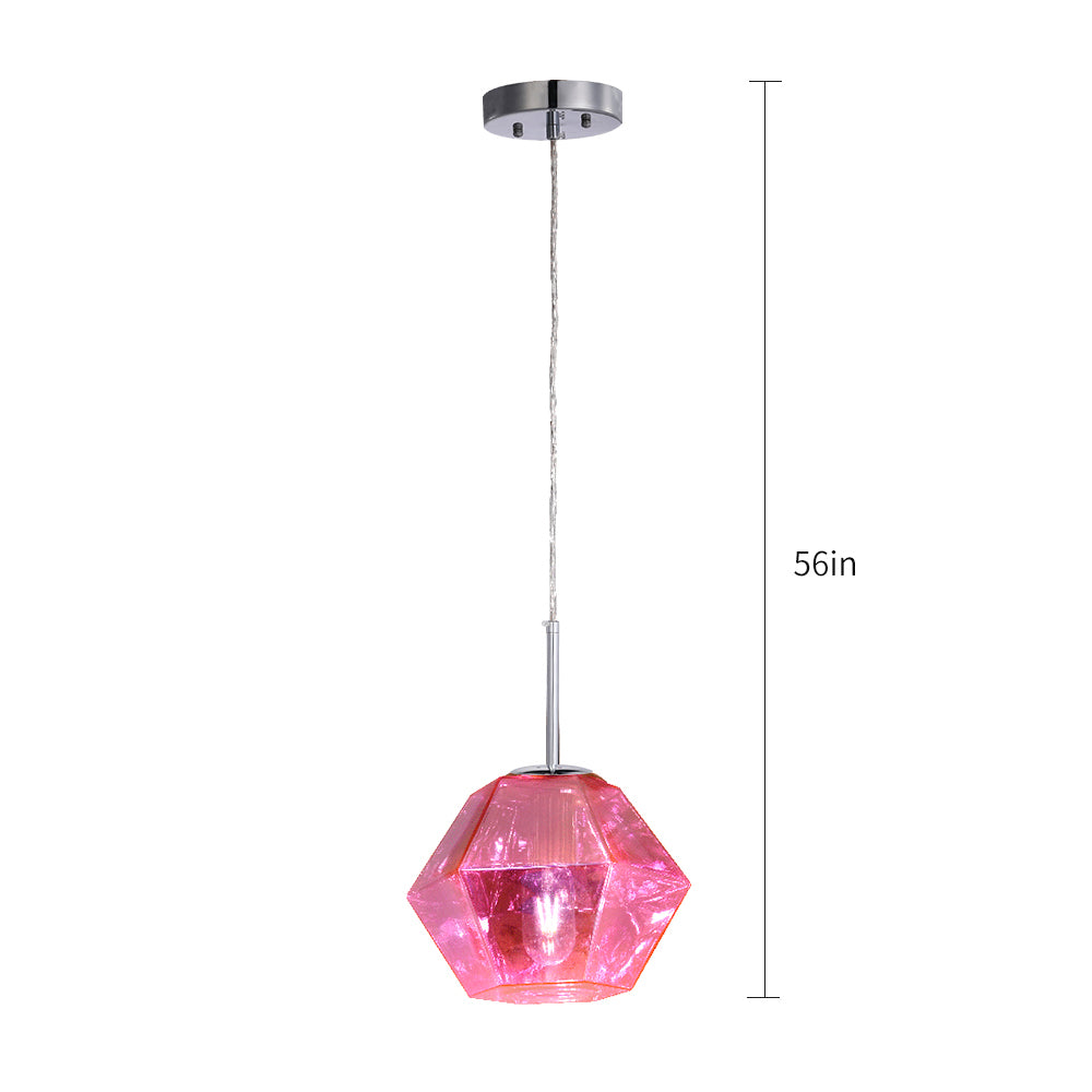 Carro Home Pegase Jewel Tone Glass Pendant Light â€“ Pink Tourmaline