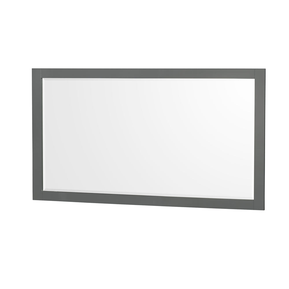 Sheffield 60" Double Vanity in Dark Gray, White Marble Top, Square 58" Mirror