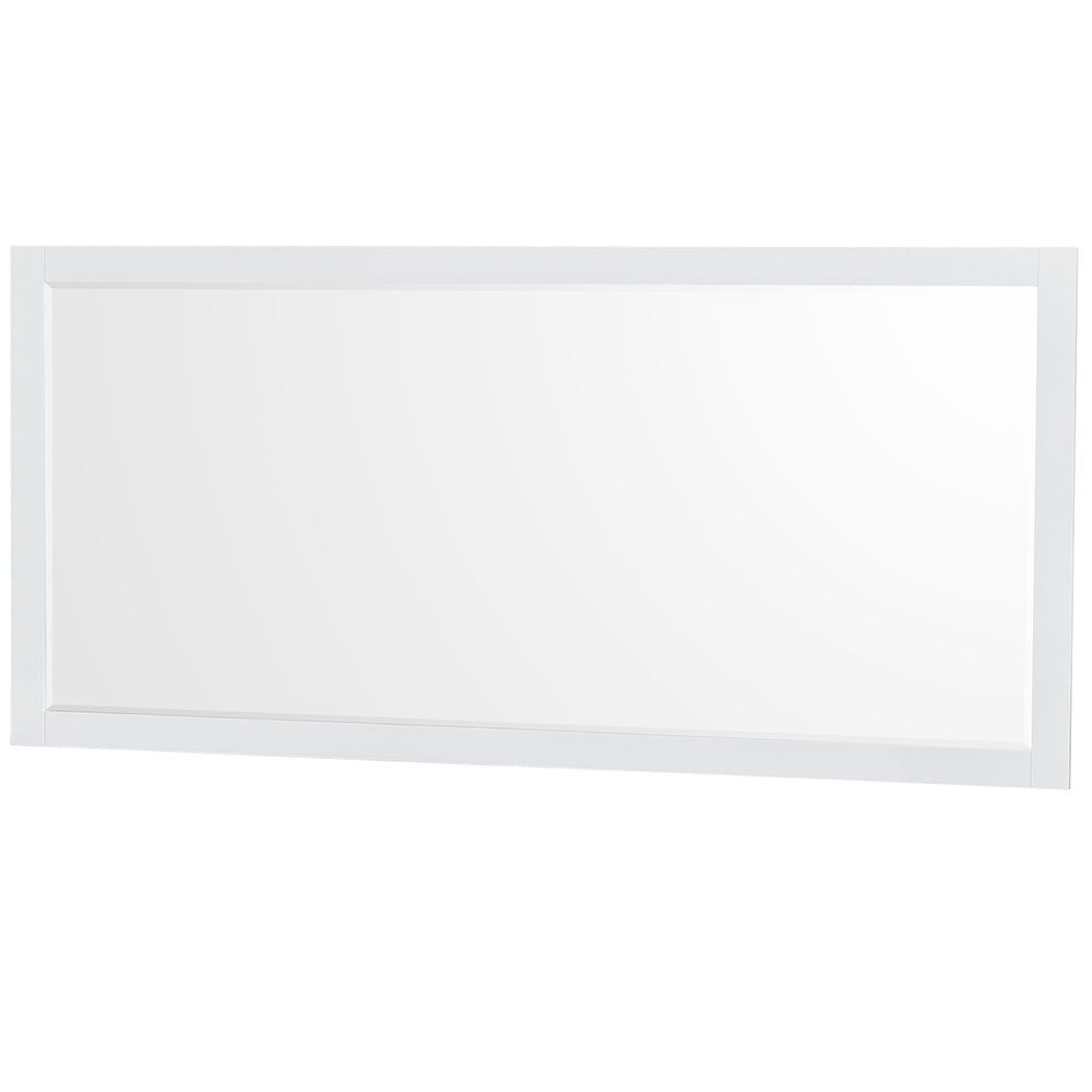 Sheffield 72" Double Vanity in White, White Marble Top, Square 70" Mirror