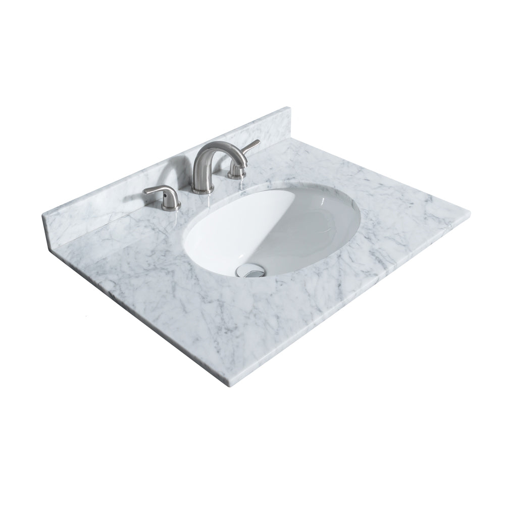 Deborah 30" White Single Vanity, Top, Oval Brushed Gold Trim, Medicine Cabinet