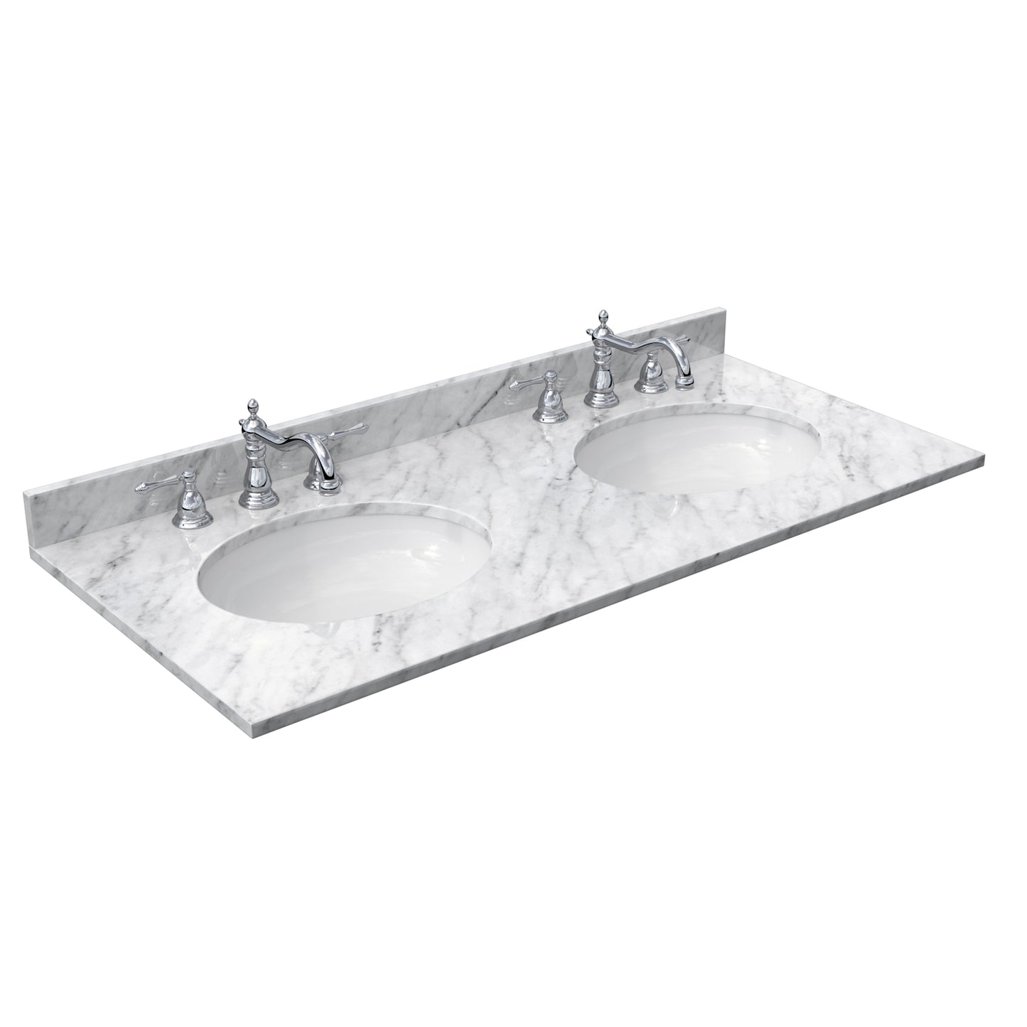 Avery 48" Double Vanity in Dark Blue, Top, Oval Sinks, Matte Black Trim
