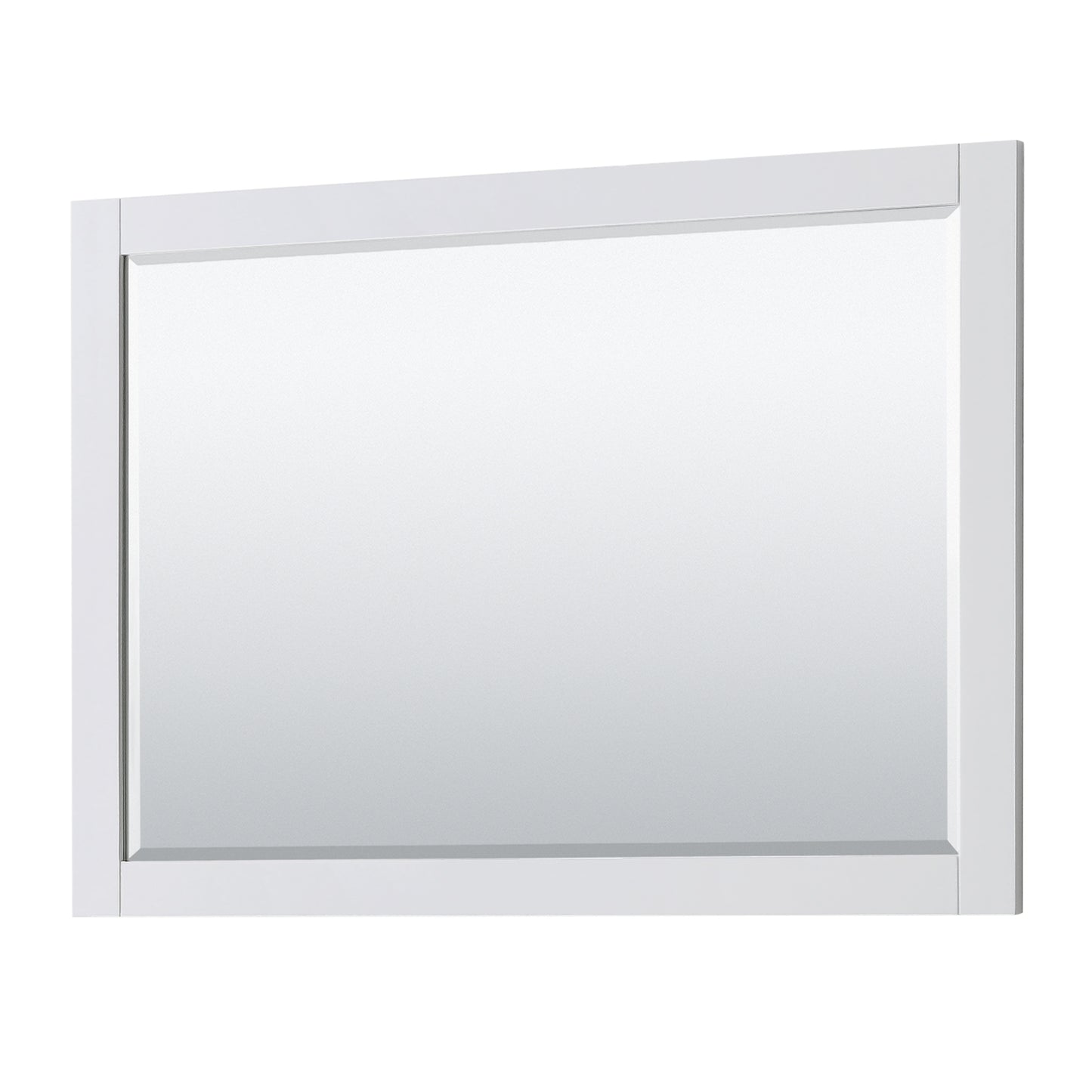 Avery 48" Double Vanity in White, Carrara Marble Top, Black Trim, 46" Mirror
