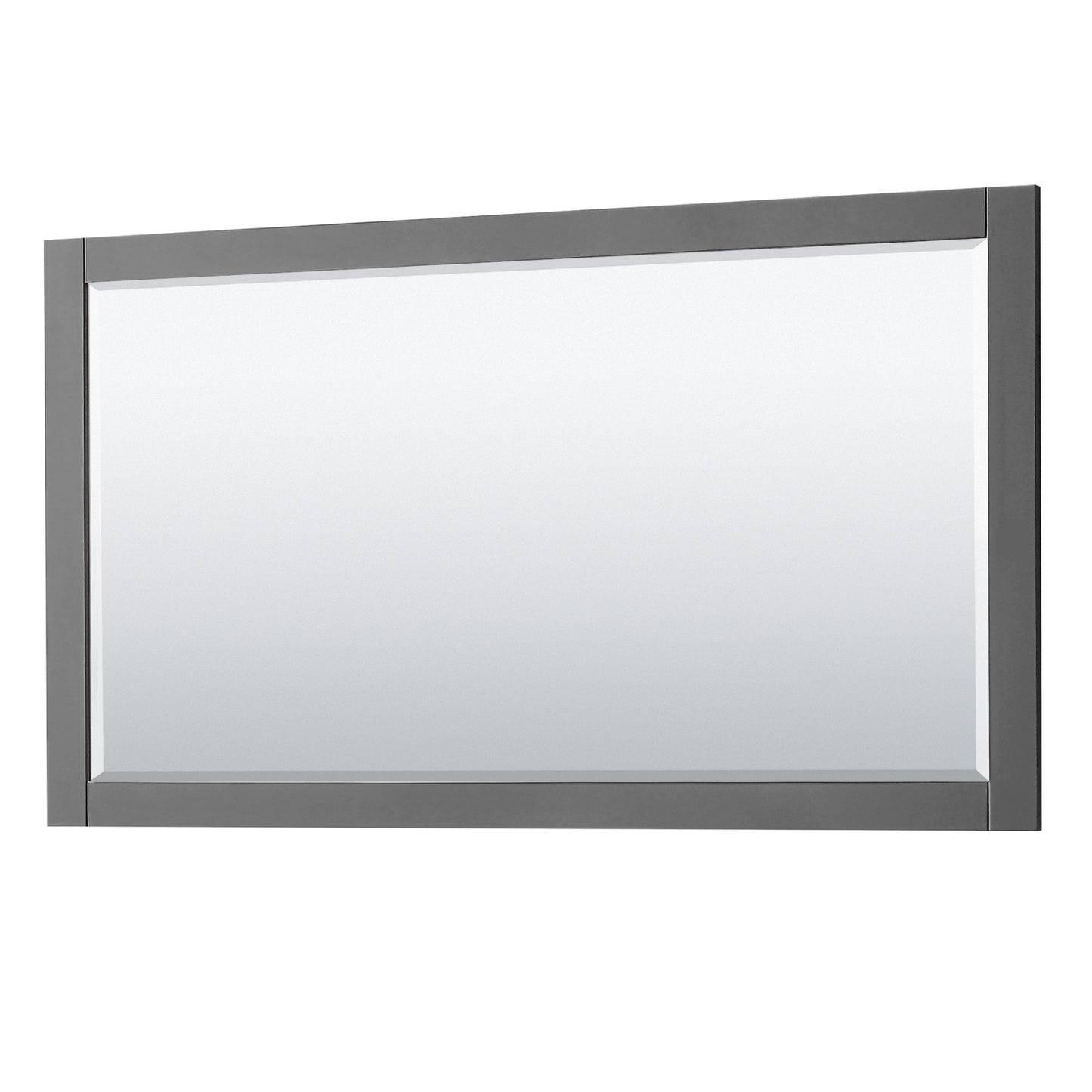 Avery 60" Double Vanity in Dark Gray, White Marble Top, Black Trim, 58" Mirror