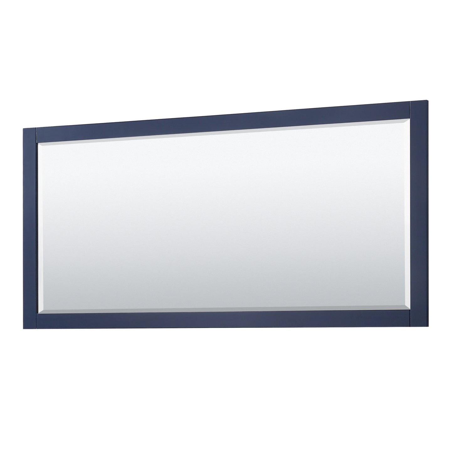 Avery 80" Double Vanity in Dark Blue, Top, Square Matte Black Trim, 70" Mirror