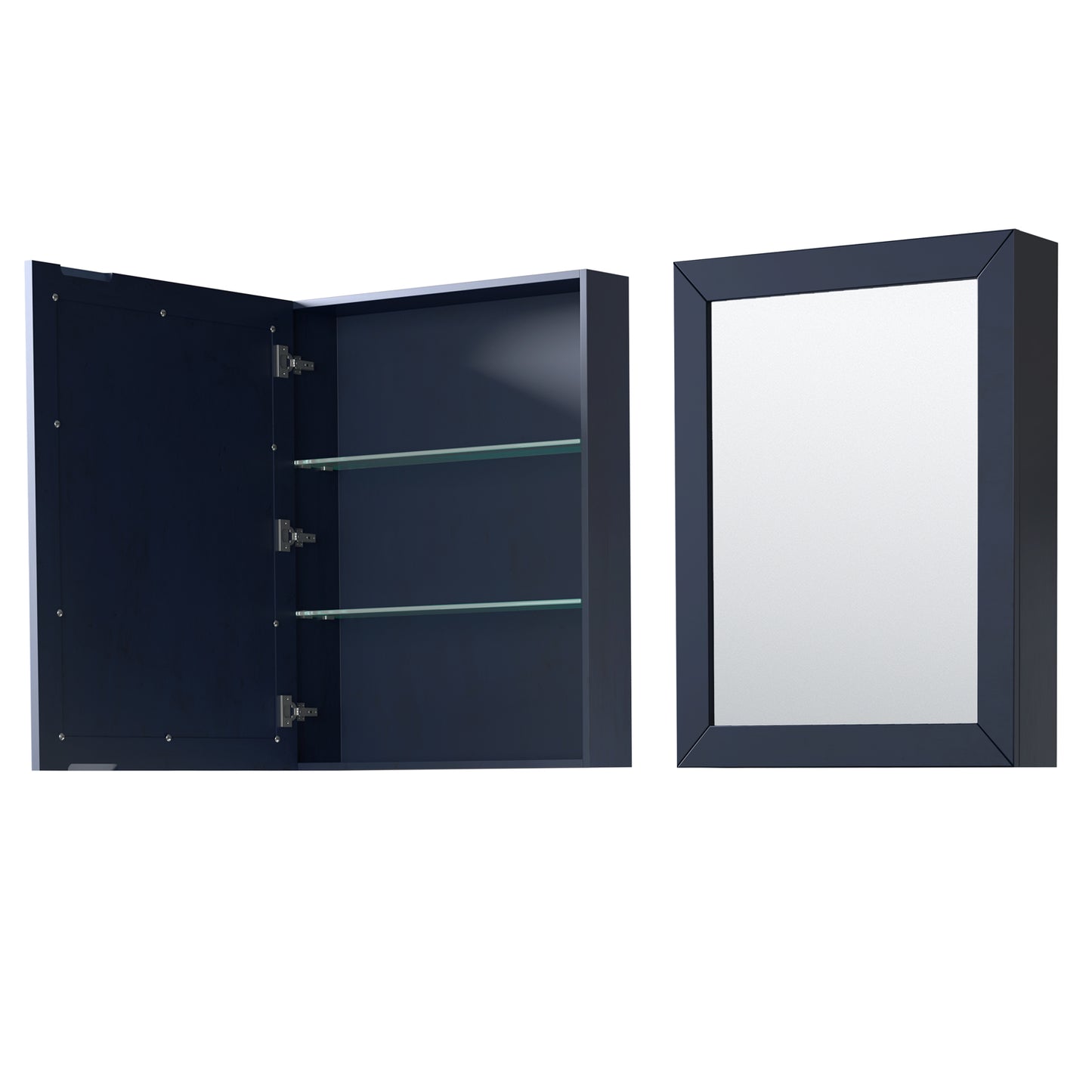 Daria 80" Double Vanity in Dark Blue, Top, Black Trim, Medicine Cabinets