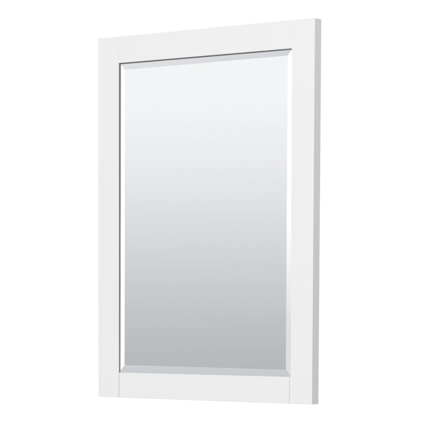 Miranda 30" Single Vanity in White, White Marble Top, Nickel Trim, 24" Mirror