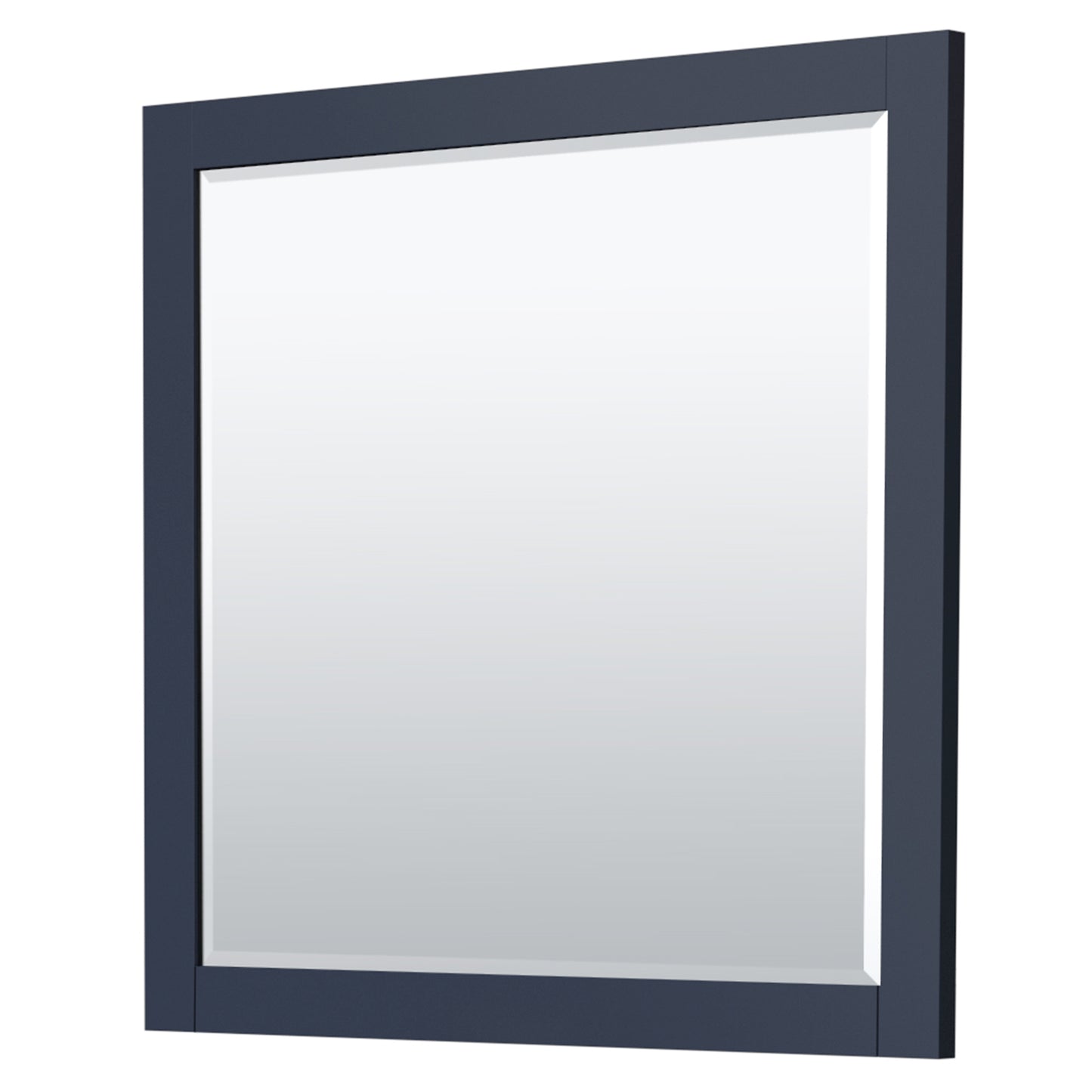 Miranda 36" Dark Blue Single Vanity, Carrara Marble Top, Black Trim, 34" Mirror