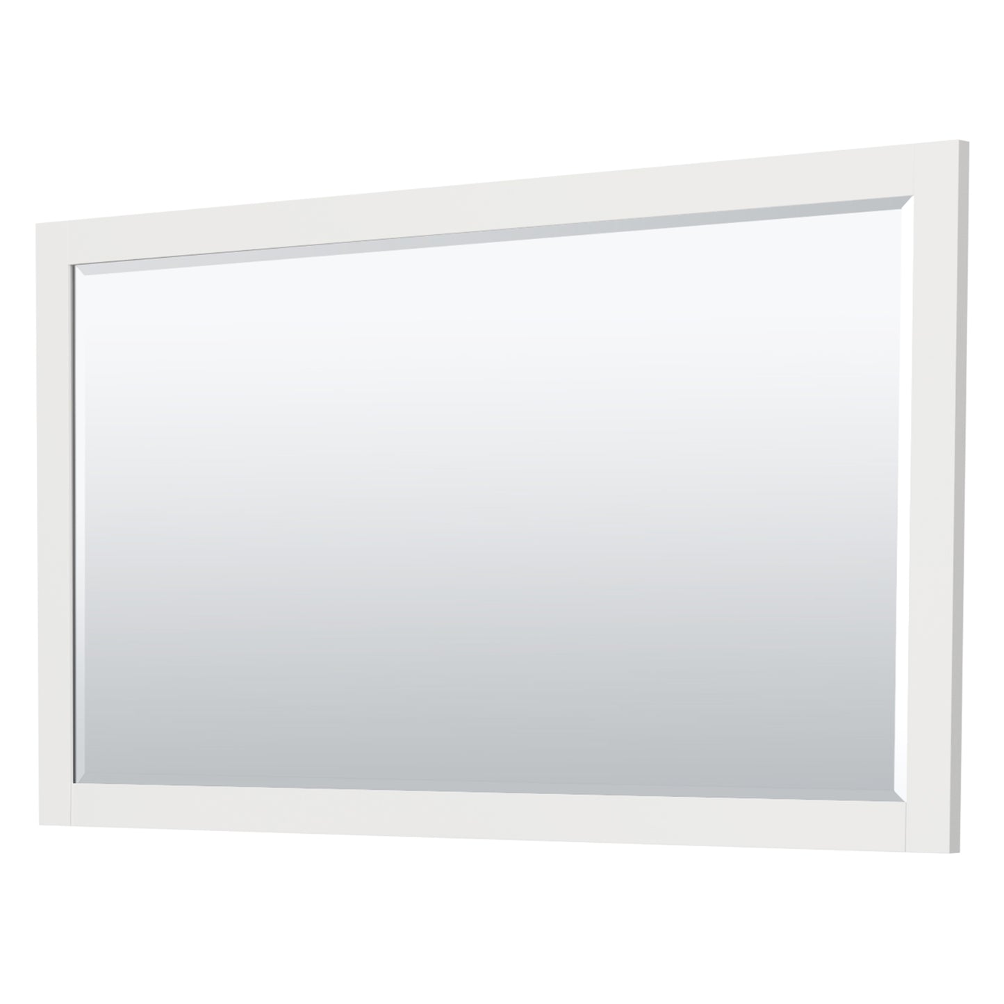 Miranda 66" Single Vanity in White, White Marble Top, Nickel Trim, 58" Mirror