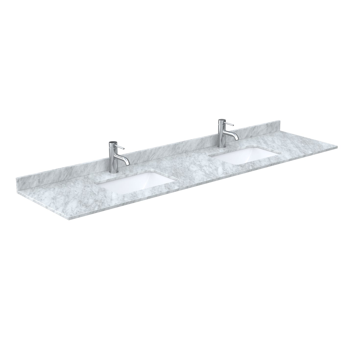 Strada 84" Double Vanity in White, Marble Top, Sink, Bronze Trim, 70" Mirror
