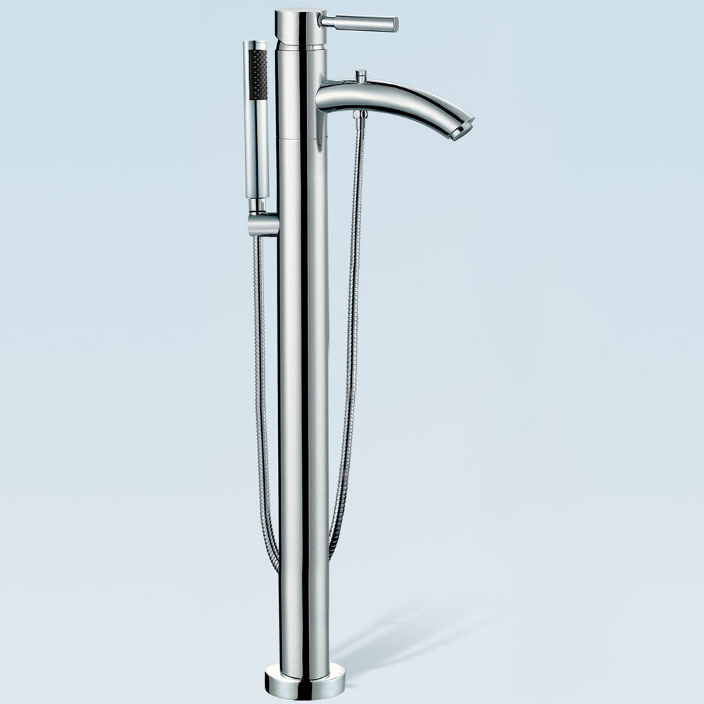 Juno 59" Freestanding Bathtub in White, Overflow Trim in Polished Chrome