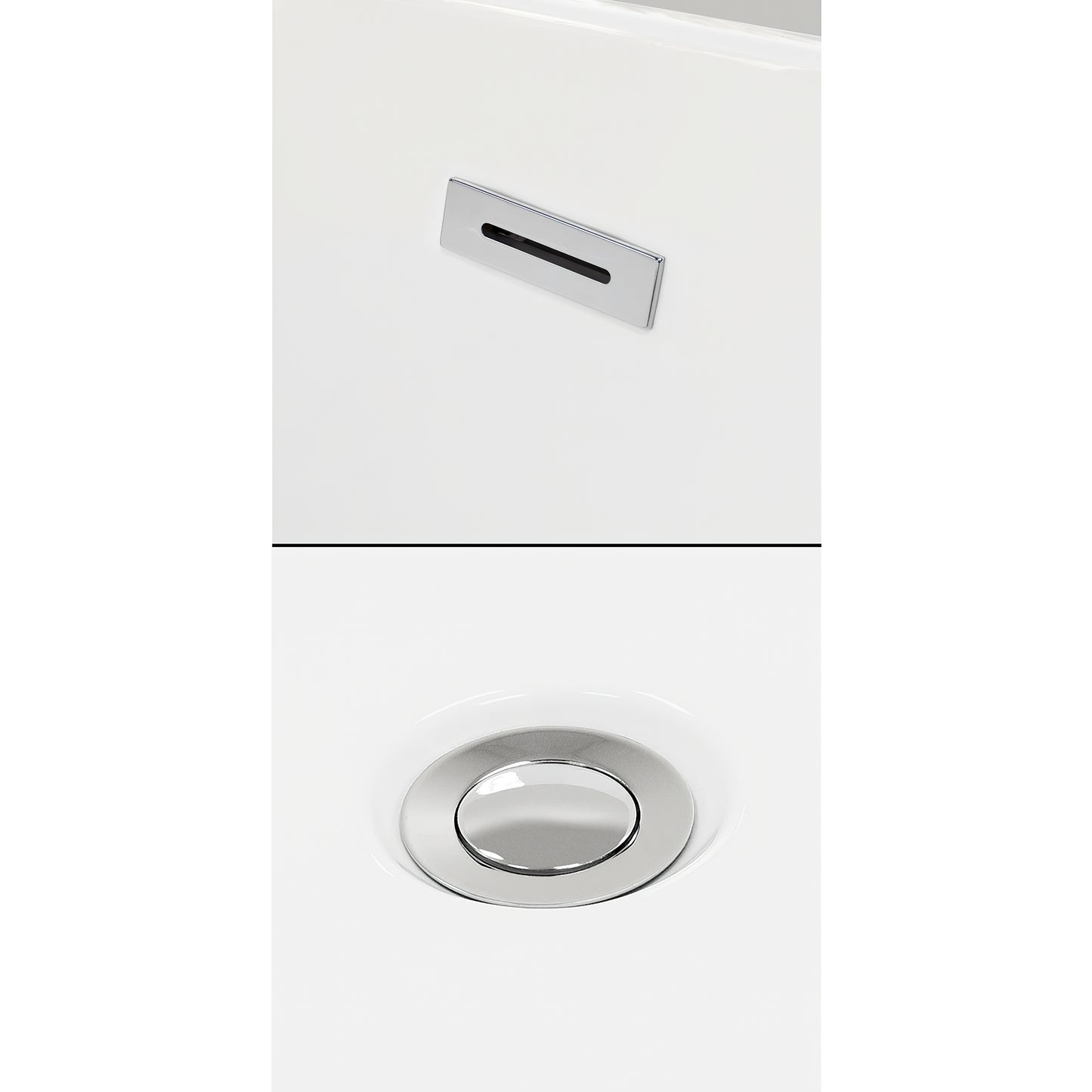 Juno 59" Freestanding Bathtub in White, Overflow Trim in Polished Chrome