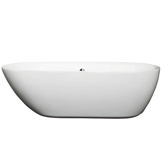 Melissa 71 inch Freestanding Bathtub in White with Polished Chrome Drain and Overflow Trim