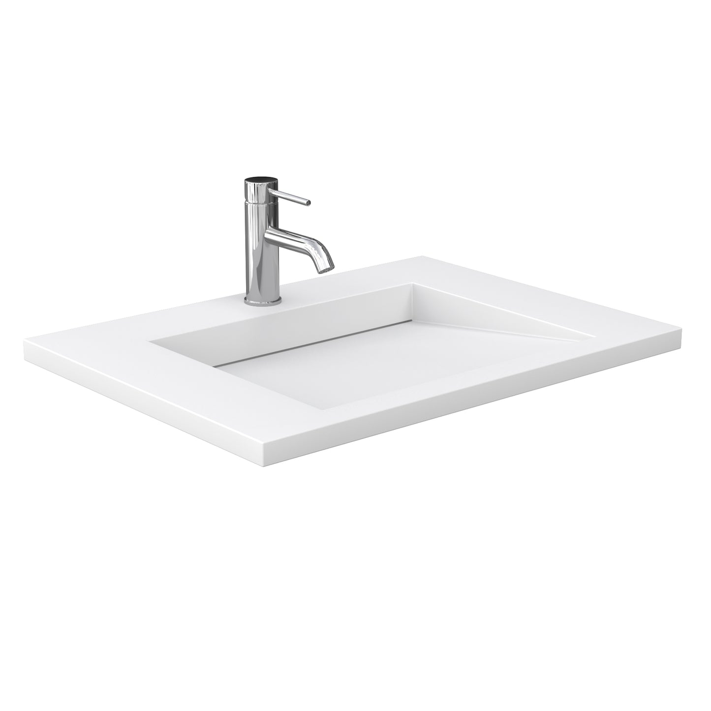 Miranda 30" Single Vanity in Green, 1.25" White Top, Integrated Nickel Trim