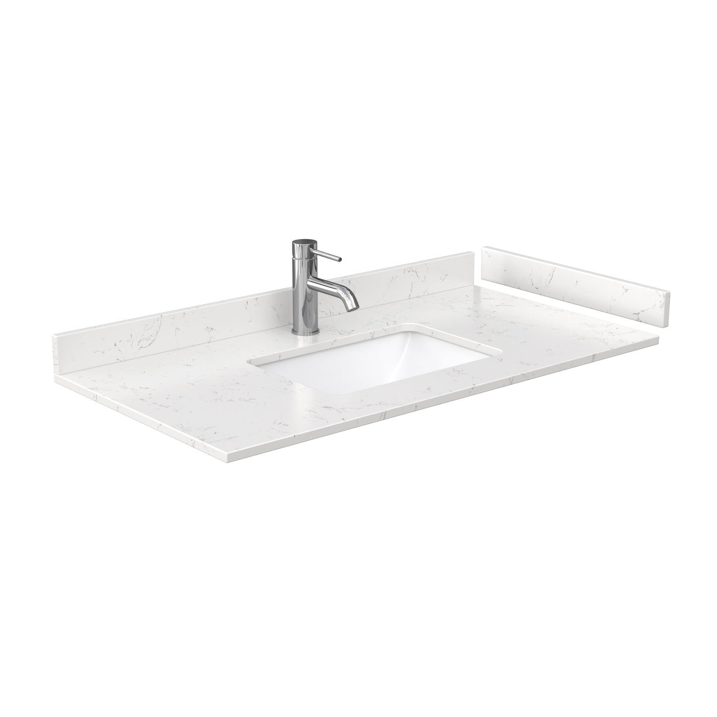 Beckett 42" Single Vanity in White, Carrara Cultured Marble Top, Gold Trim