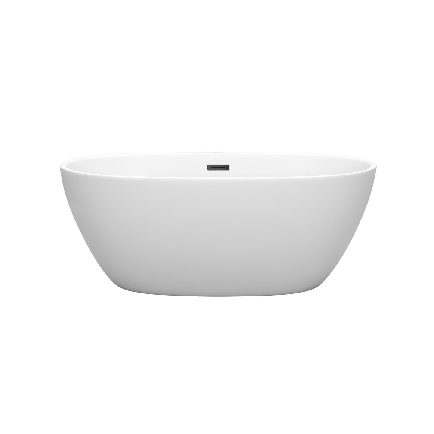 Juno 59" Freestanding Bathtub in Matte White, Matte Black Drain, Trim