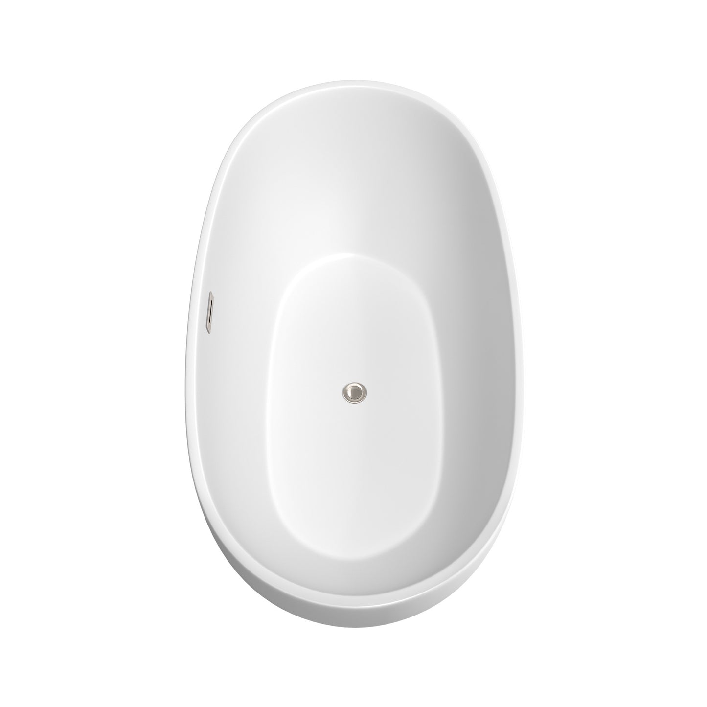 Juno 63" Freestanding Bathtub in Matte White, Trim in Brushed Nickel