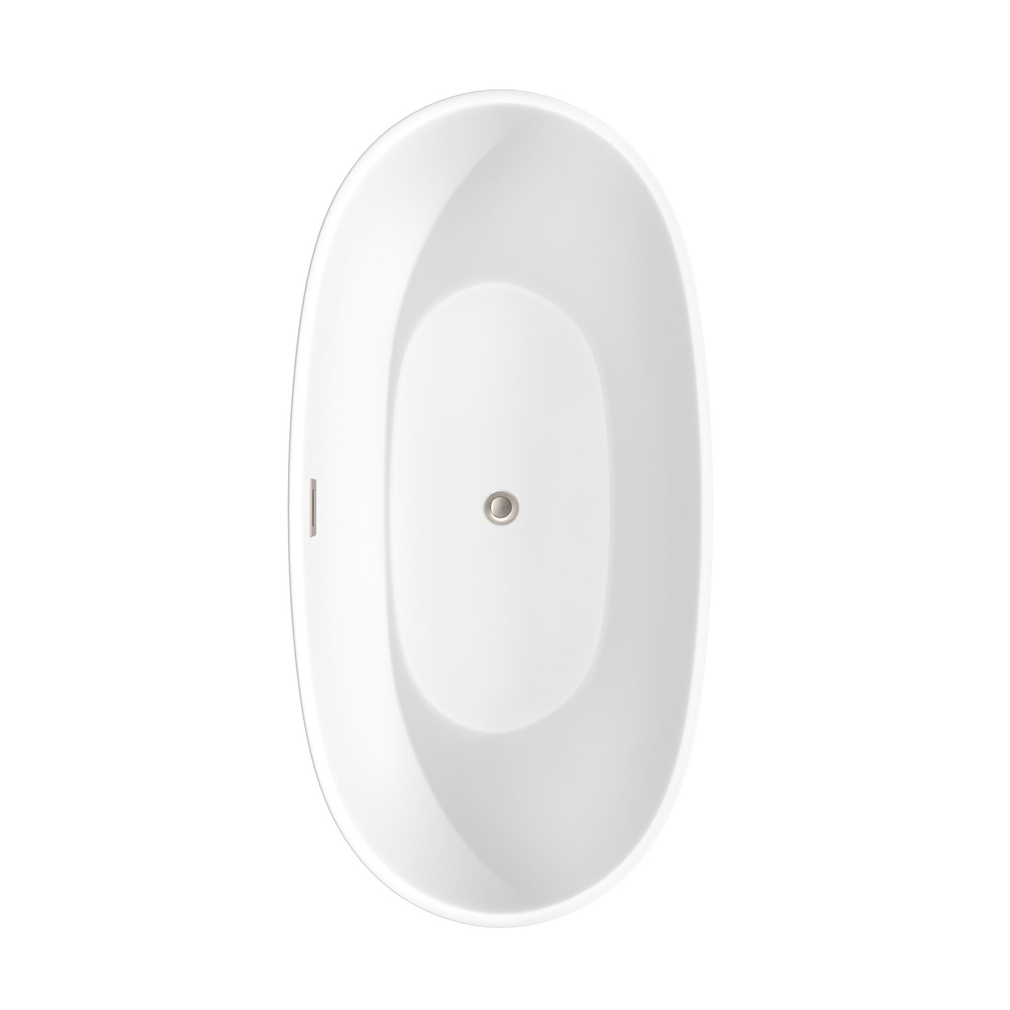 Juno 63" Freestanding Bathtub in Matte White, Trim in Brushed Nickel