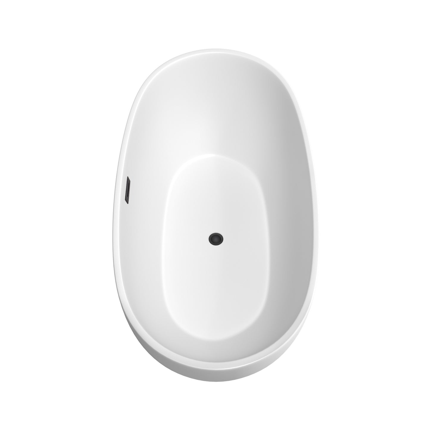 Juno 63" Freestanding Bathtub in Matte White, Overflow Trim in Matte Black