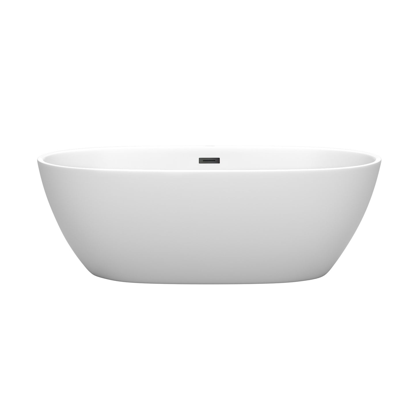 Juno 67" Freestanding Bathtub in Matte White, Matte Black Drain, Trim