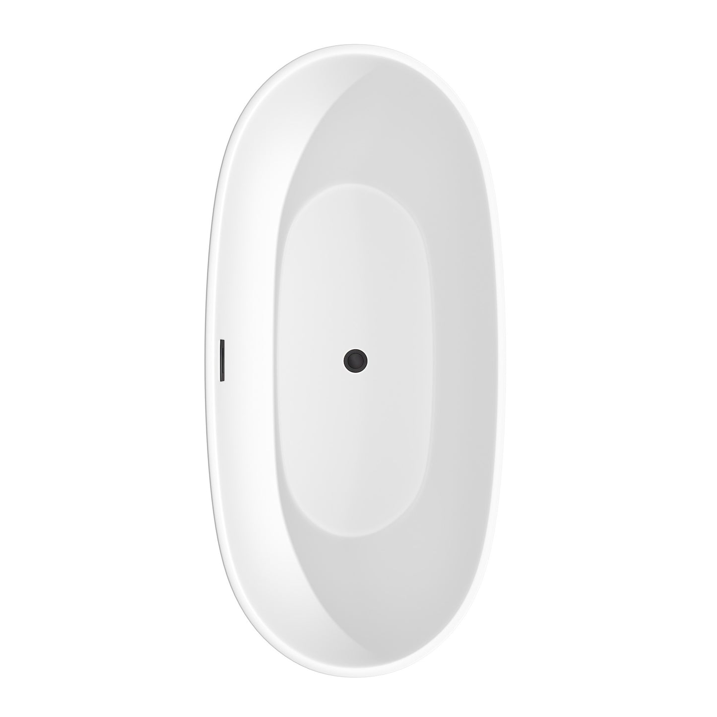 Juno 67" Freestanding Bathtub in Matte White, Overflow Trim in Matte Black