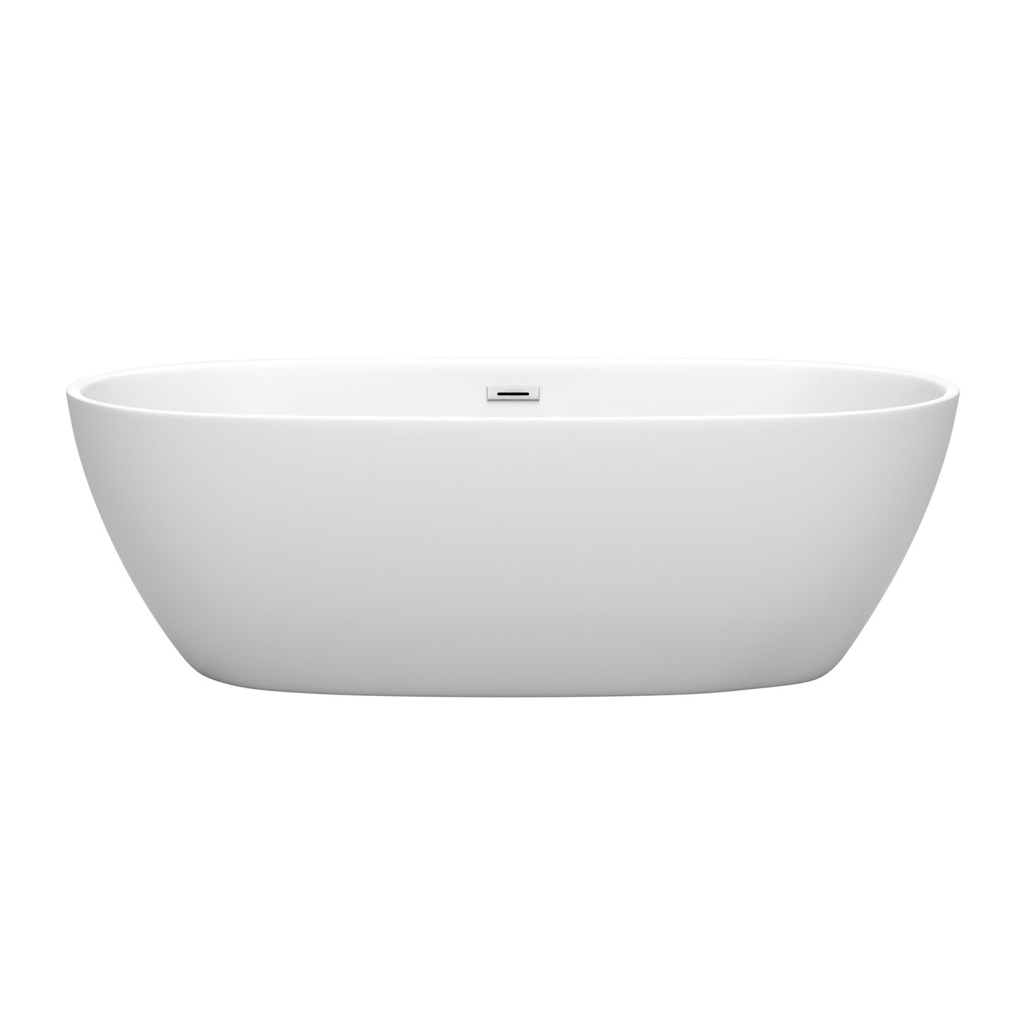 Juno 71" Freestanding Bathtub in Matte White, Polished Chrome Drain, Trim