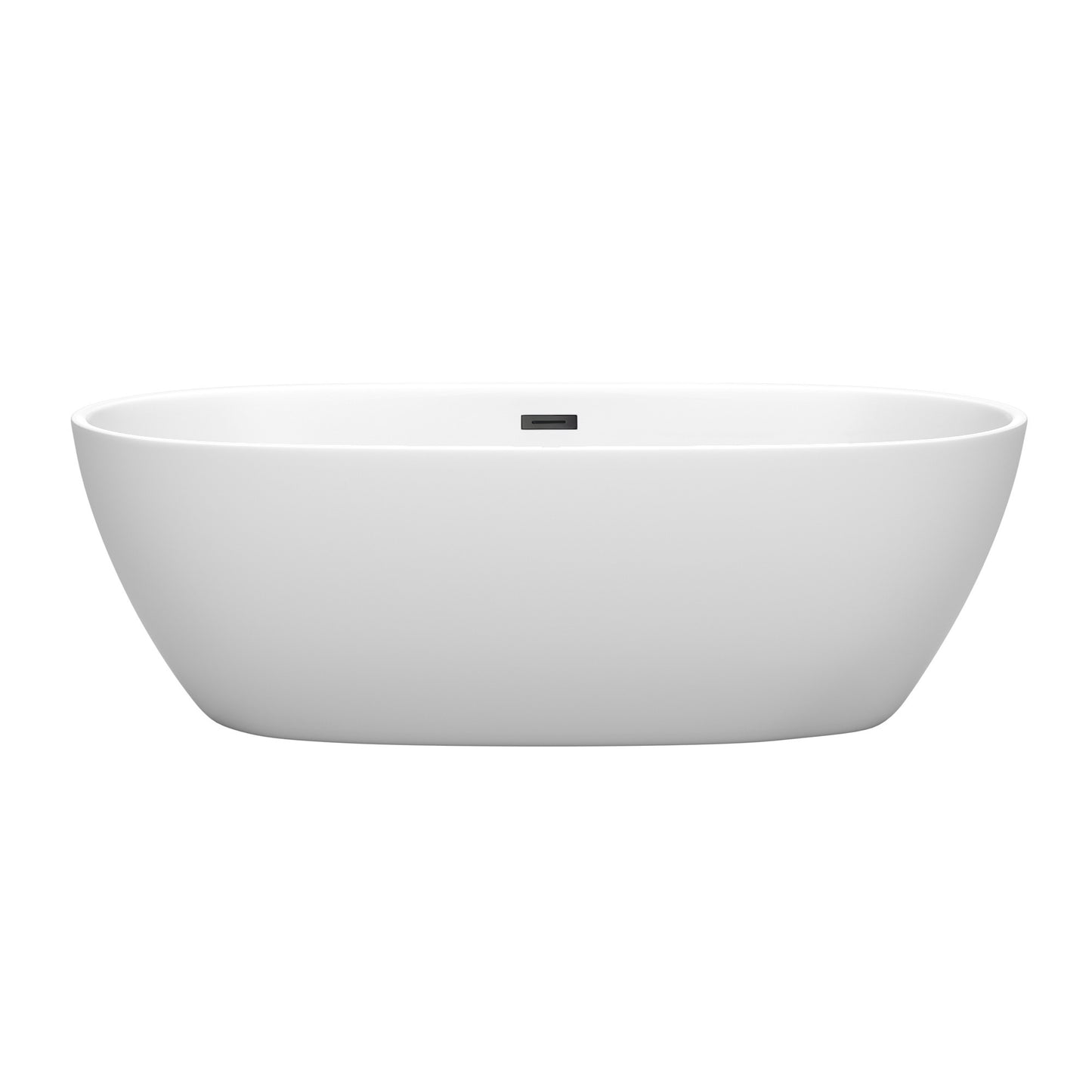 Juno 71" Freestanding Bathtub in Matte White, Matte Black Drain, Overflow Trim