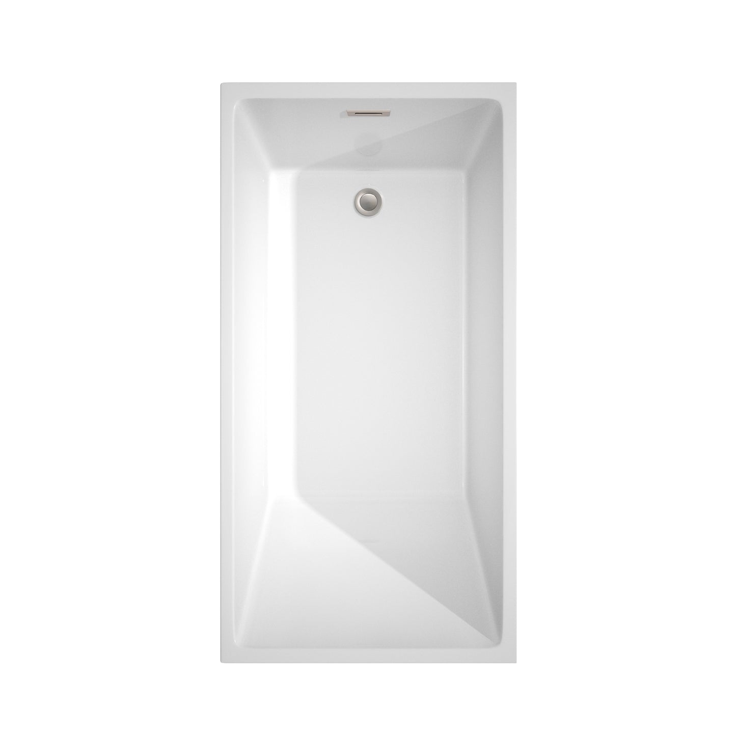 Hannah 59" Freestanding Bathtub in White, Brushed Nickel Drain, Overflow Trim