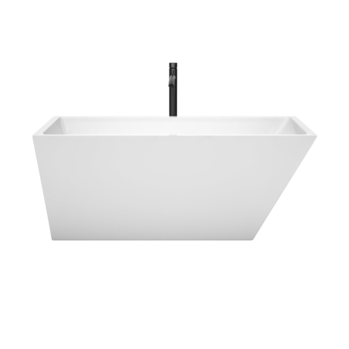 Hannah 59" Freestanding Bathtub in White, Overflow Trim in Matte Black